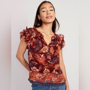 NWT Sleeveless, smocked neck shirt